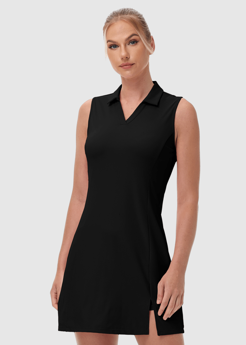 Women's Sleeveless Tennis Golf Polo Neck Dress - TBMPOY