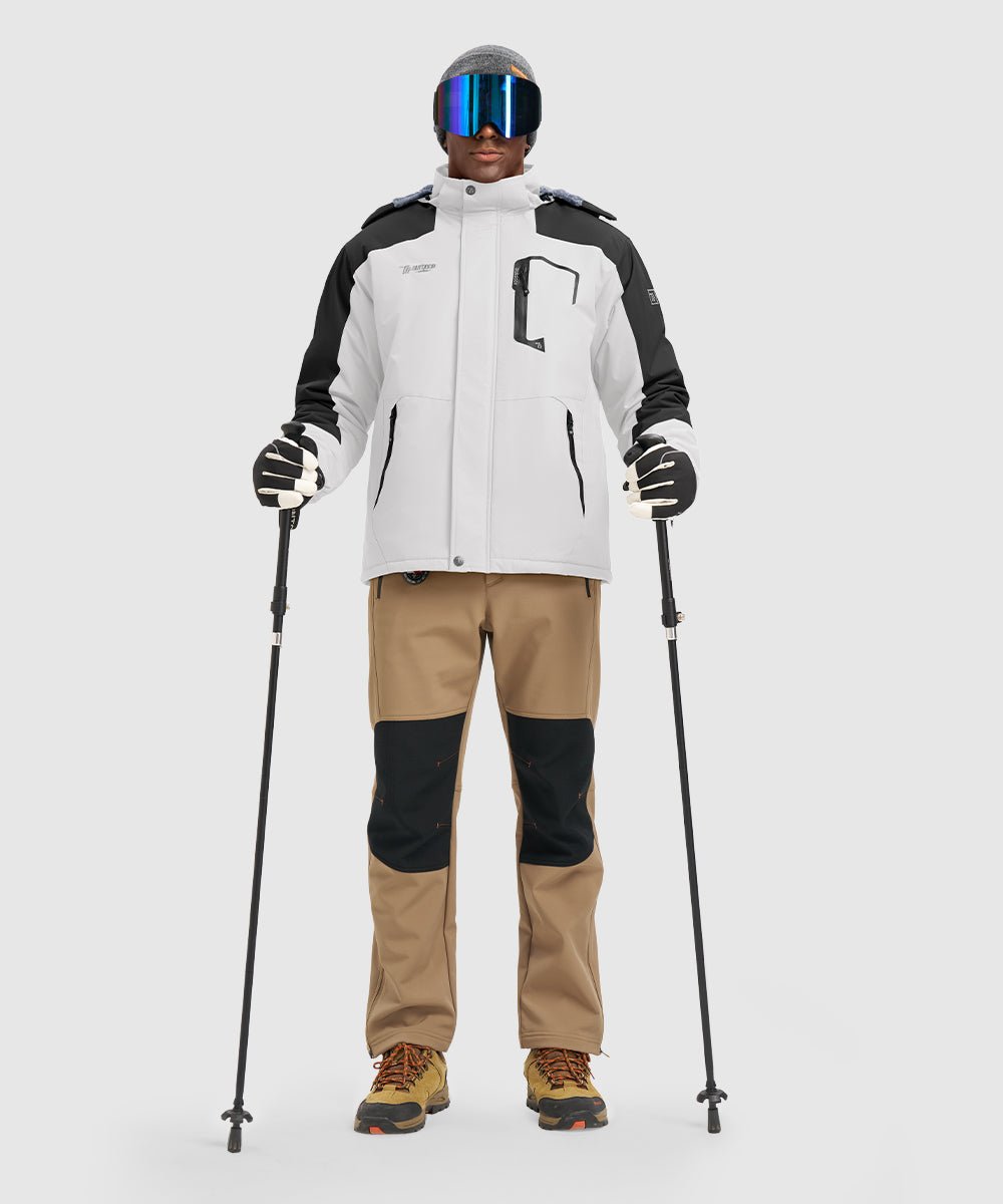Men's Water Resistant Skiing Windbreaker Hooded Jacket - TBMPOY