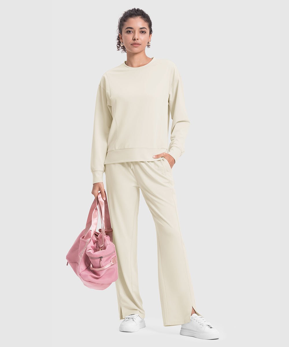 Women's Pullover and Wide Leg Pants Lounge Sets - TBMPOY