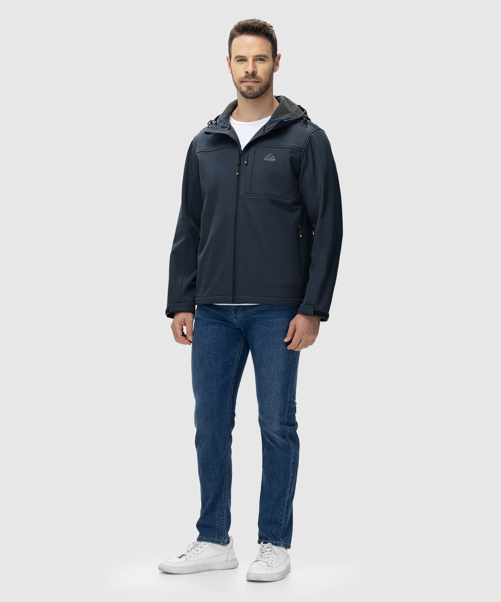 Men's Water - Resistant Softshell Fleece Lined Hooded Jacket - TBMPOY