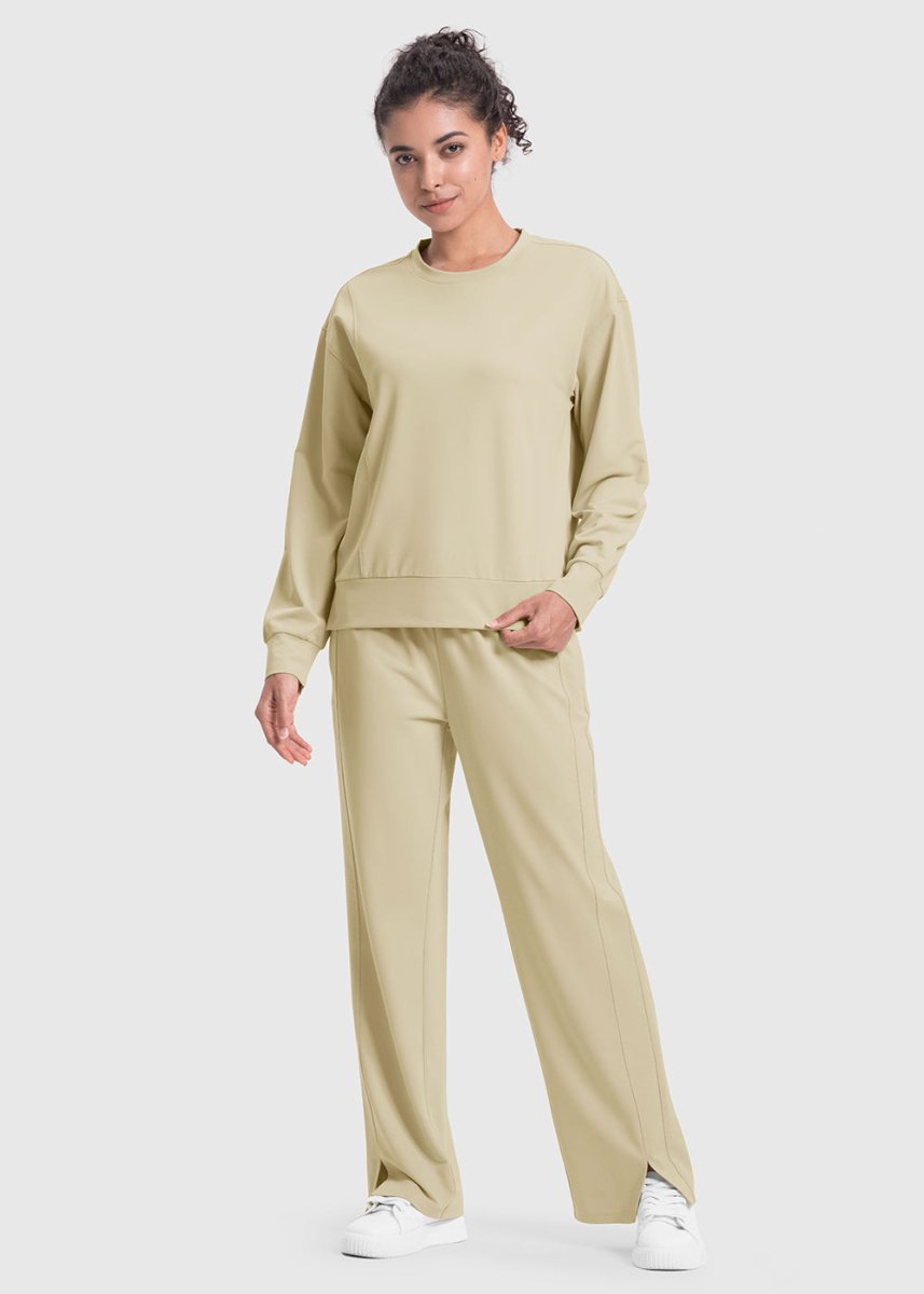 Women's Pullover and Wide Leg Pants Lounge Sets - TBMPOY