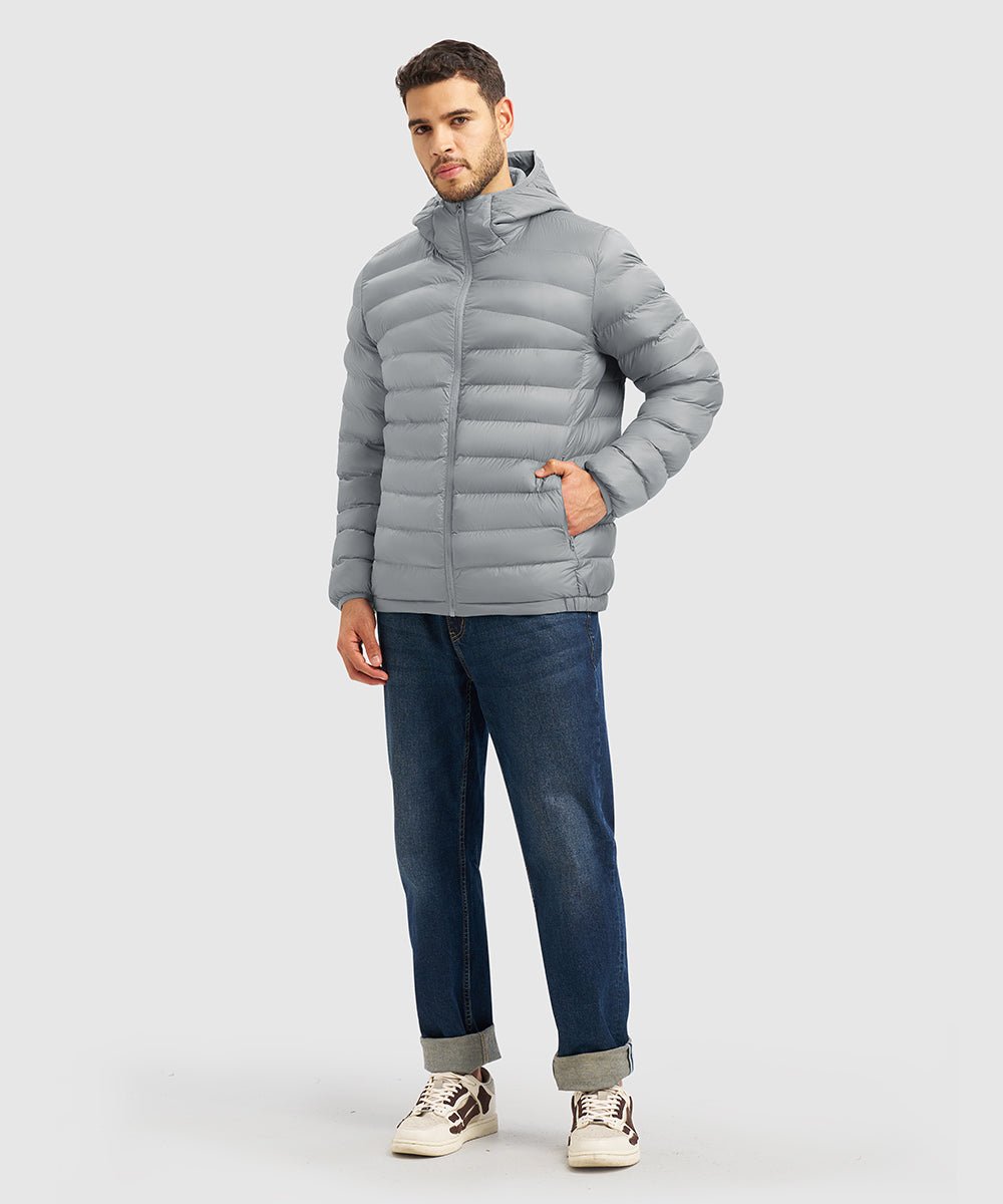 Men's Lightweight Puffer Hooded Jacket - TBMPOY