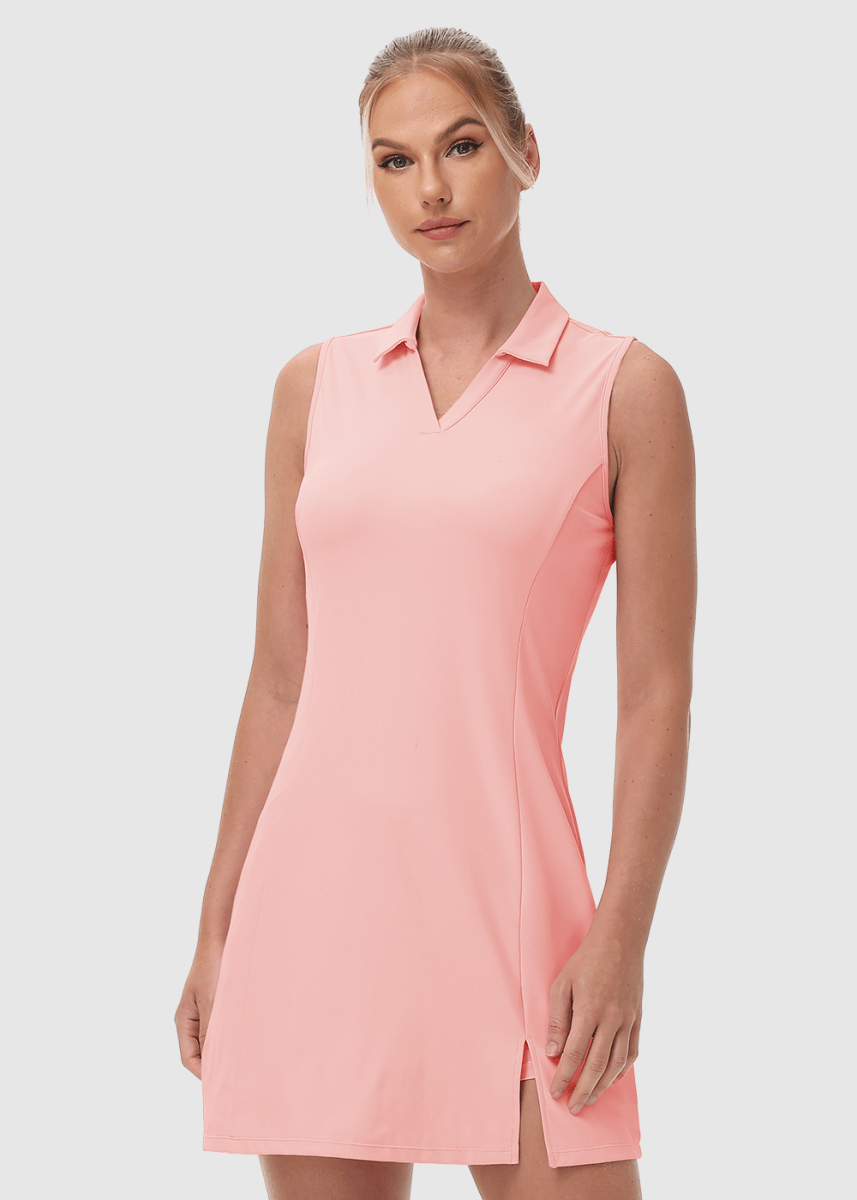 Women's Sleeveless Tennis Golf Polo Neck Dress - TBMPOY