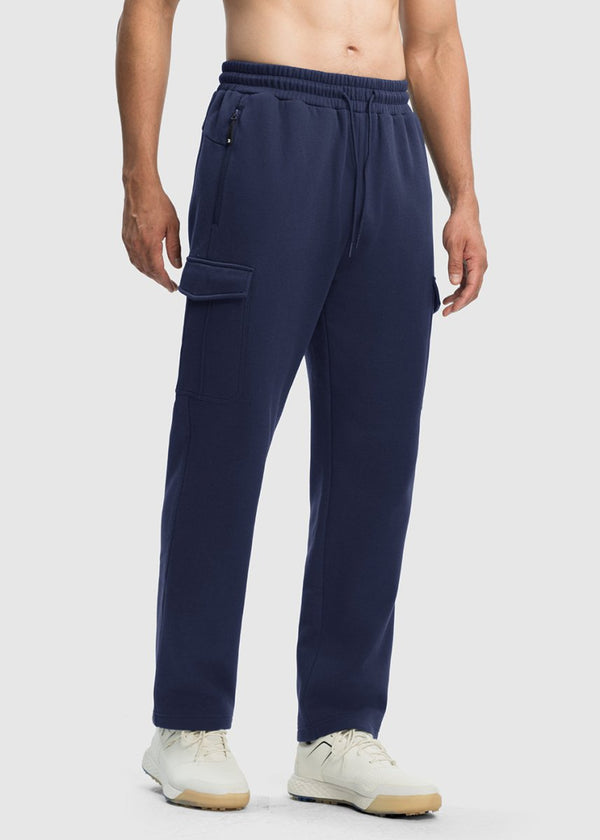 Men's Cotton Polyester Fleece Wide Leg Sweatpants - TBMPOY