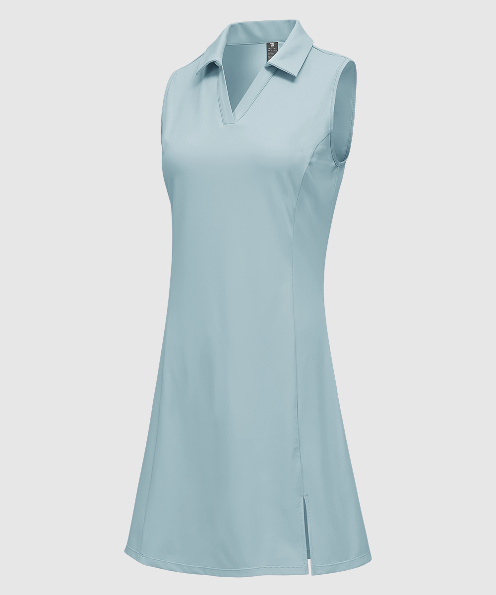 Women's Sleeveless Tennis Golf Polo Neck Dress - TBMPOY