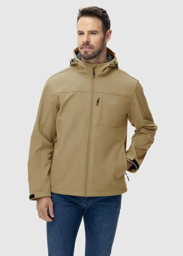 Men's Water - Resistant Softshell Fleece Lined Hooded Jacket - TBMPOY