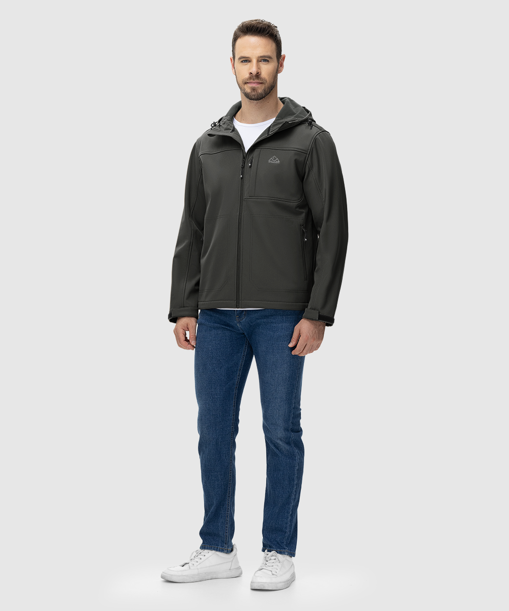 Men's Water - Resistant Softshell Fleece Lined Hooded Jacket - TBMPOY