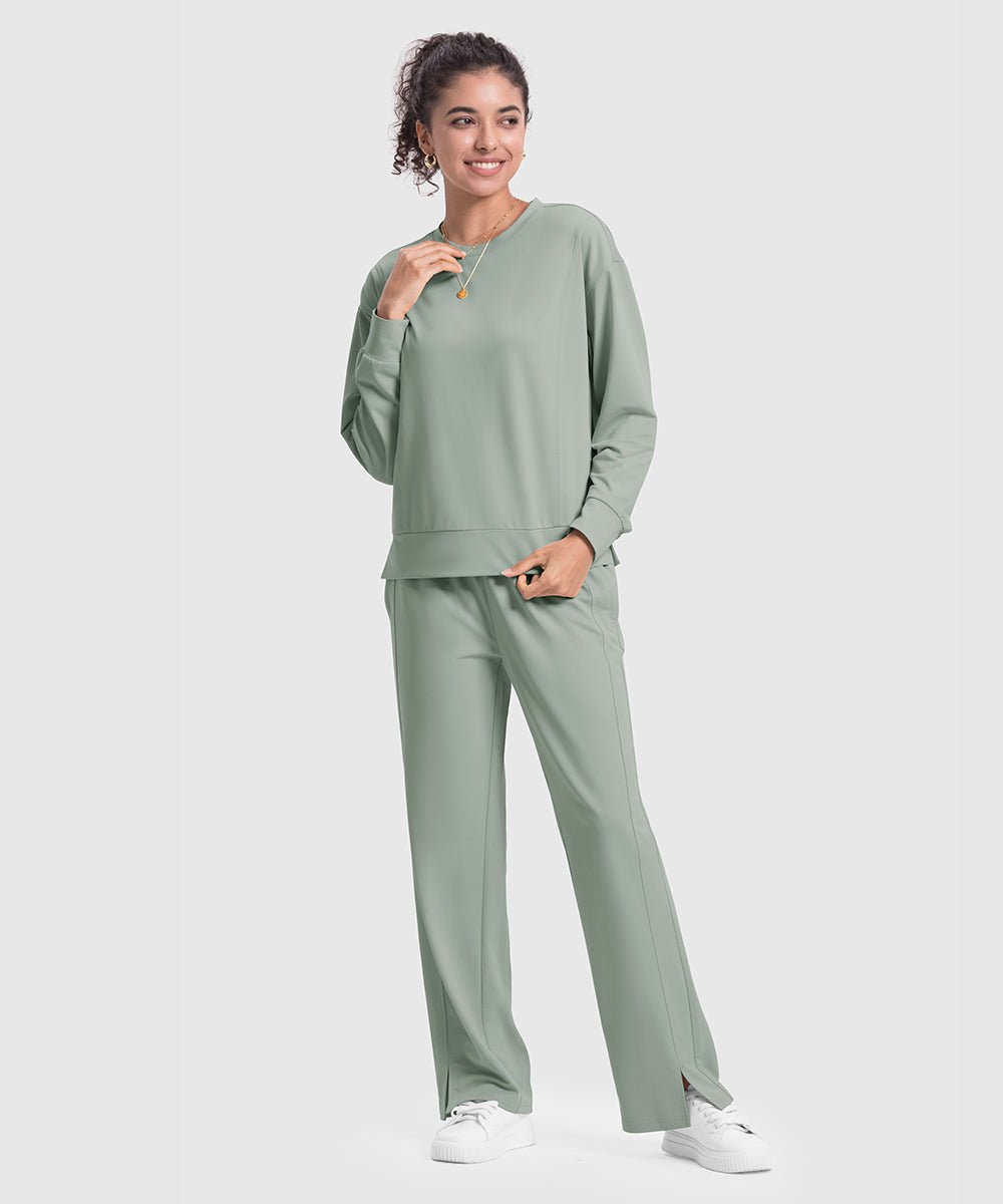 Women's Pullover and Wide Leg Pants Lounge Sets - TBMPOY