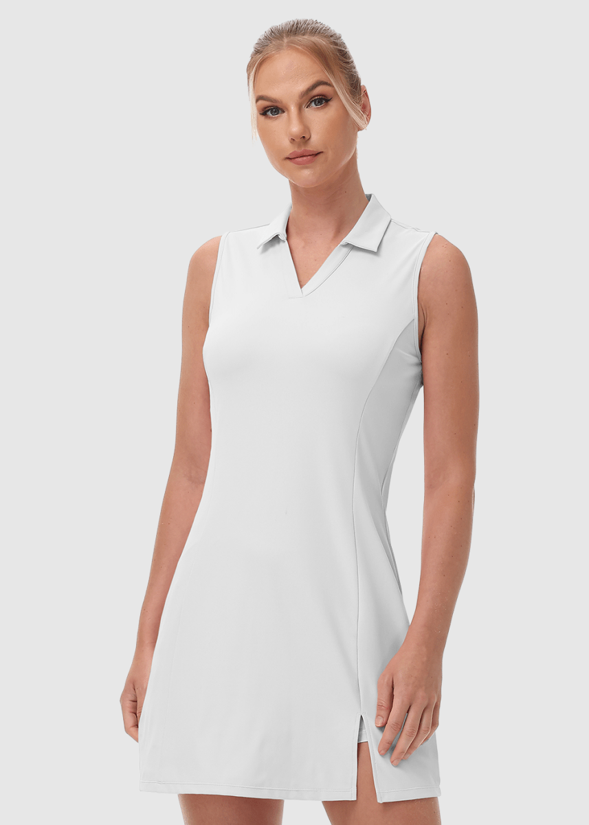 Women's Sleeveless Tennis Golf Polo Neck Dress - TBMPOY