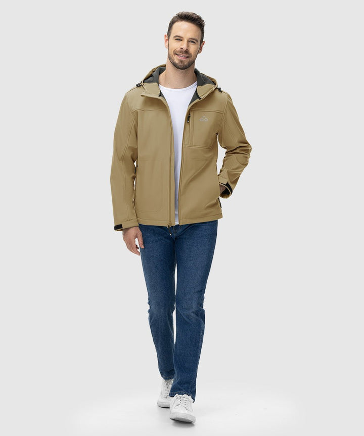 Men's Water - Resistant Softshell Fleece Lined Hooded Jacket - TBMPOY