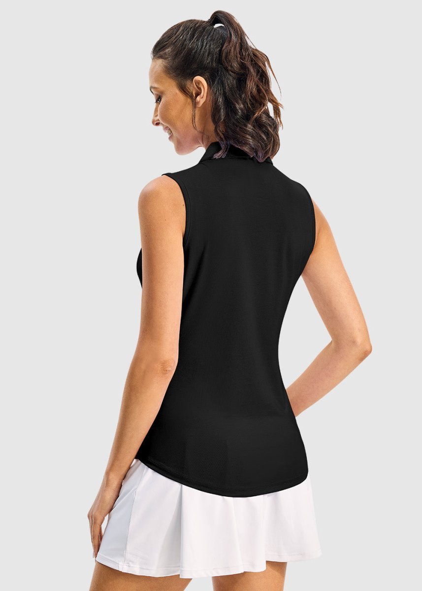 Women's Button Placket Sleeveless Polo Shirt - TBMPOY