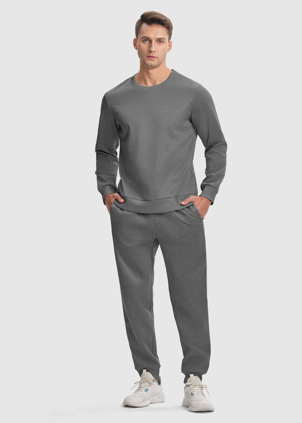 Men's Pullover and Rib Knit Cuff Pants Sweatsuit