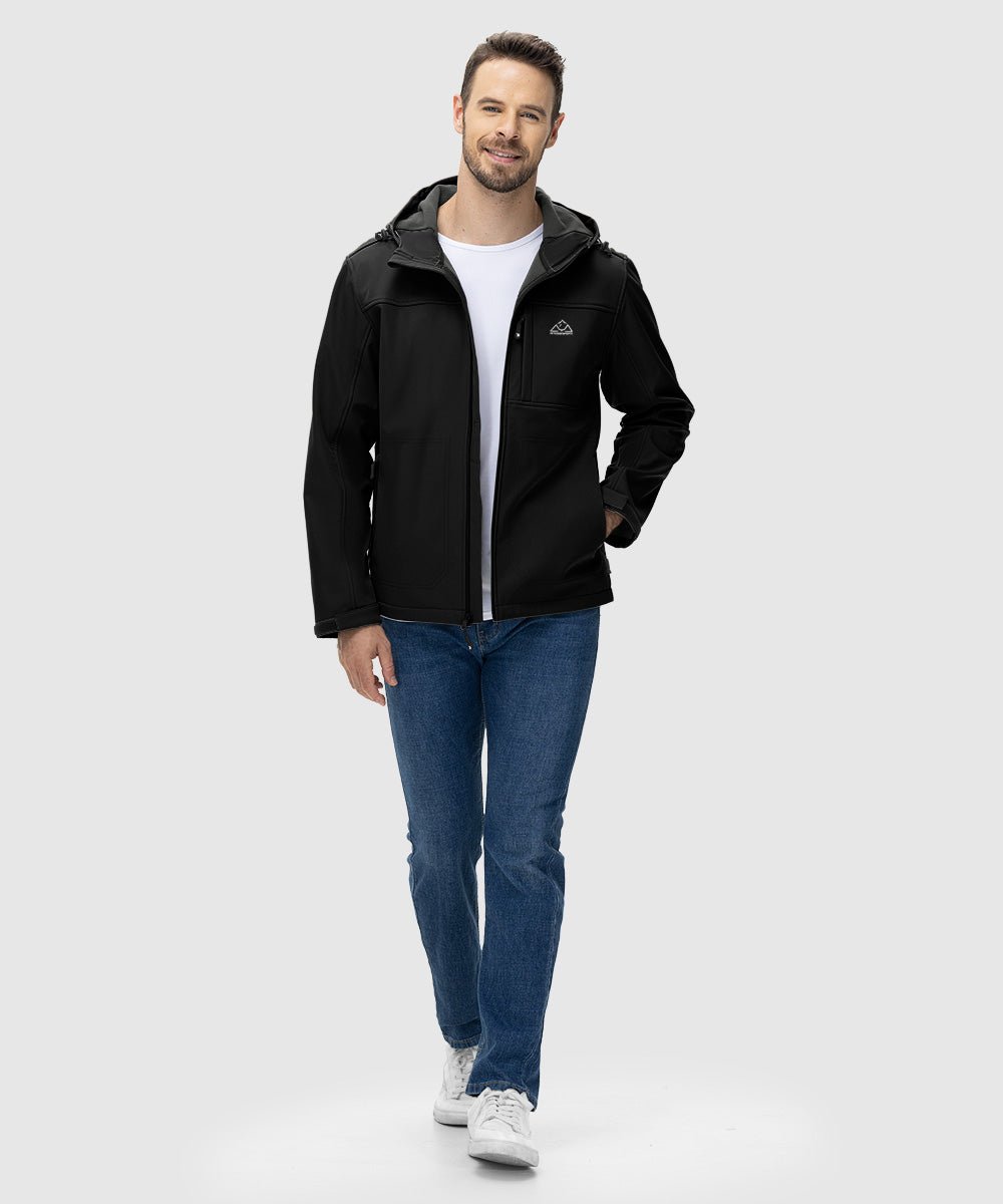 Men's Water - Resistant Softshell Fleece Lined Hooded Jacket - TBMPOY