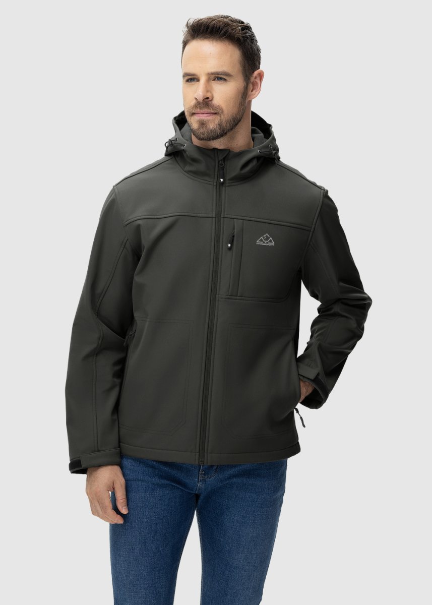 Men's Water - Resistant Softshell Fleece Lined Hooded Jacket - TBMPOY