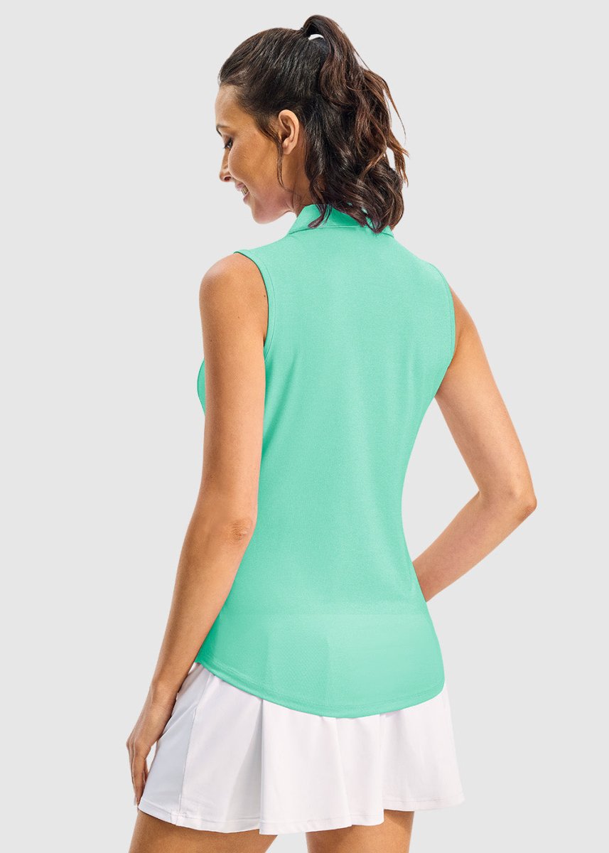 Women's Button Placket Sleeveless Polo Shirt - TBMPOY
