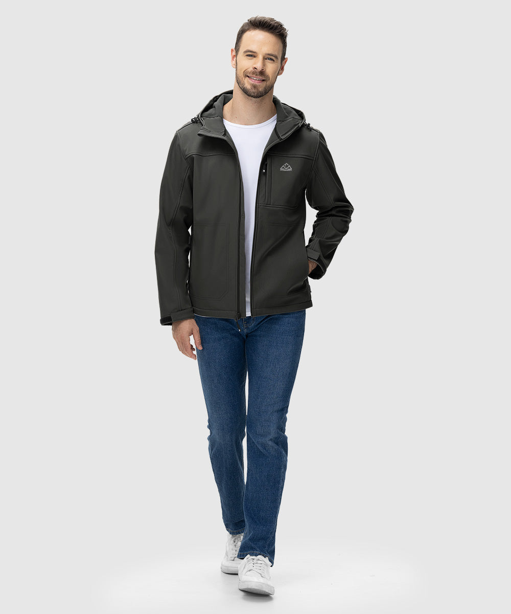 Men's Water - Resistant Softshell Fleece Lined Hooded Jacket - TBMPOY