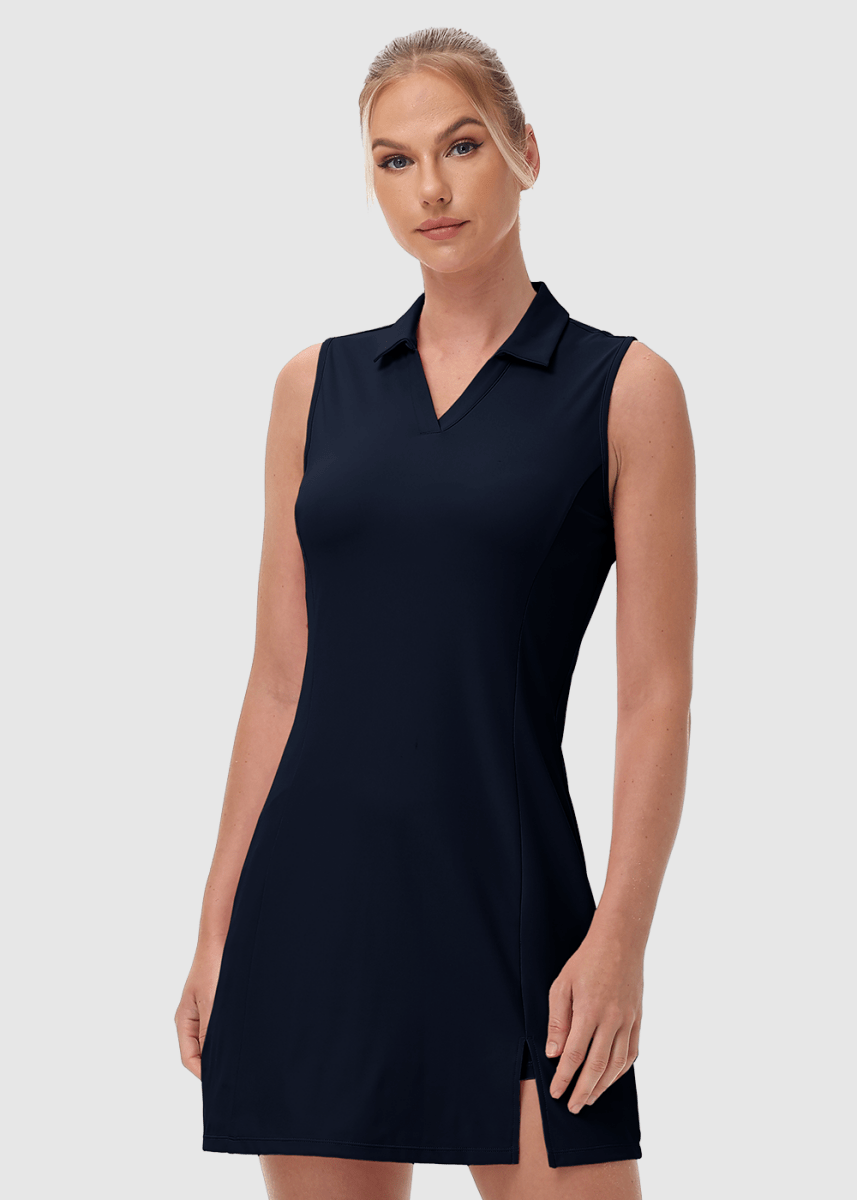 Women's Sleeveless Tennis Golf Polo Neck Dress - TBMPOY
