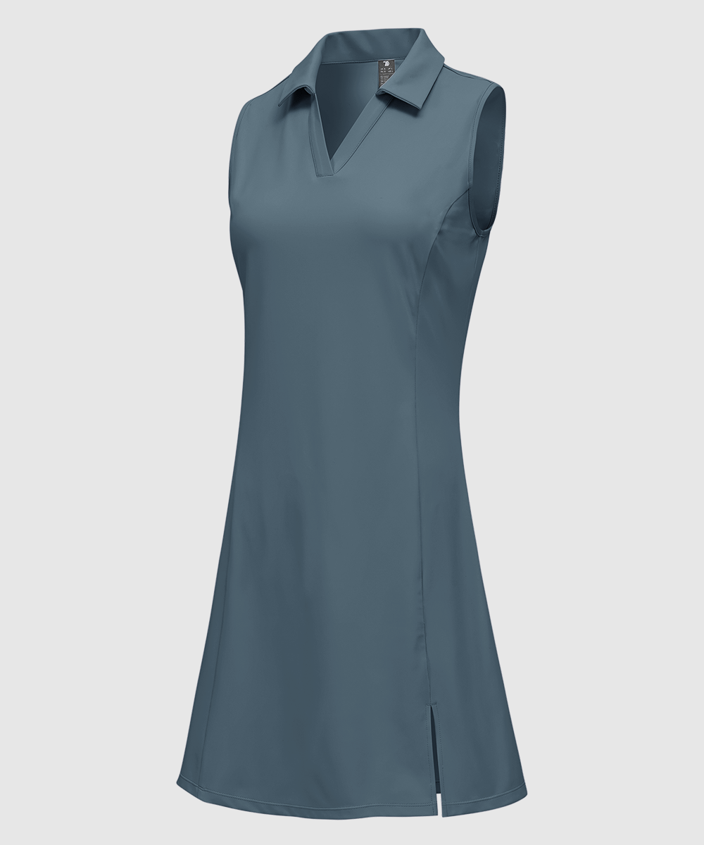 Women's Sleeveless Tennis Golf Polo Neck Dress - TBMPOY