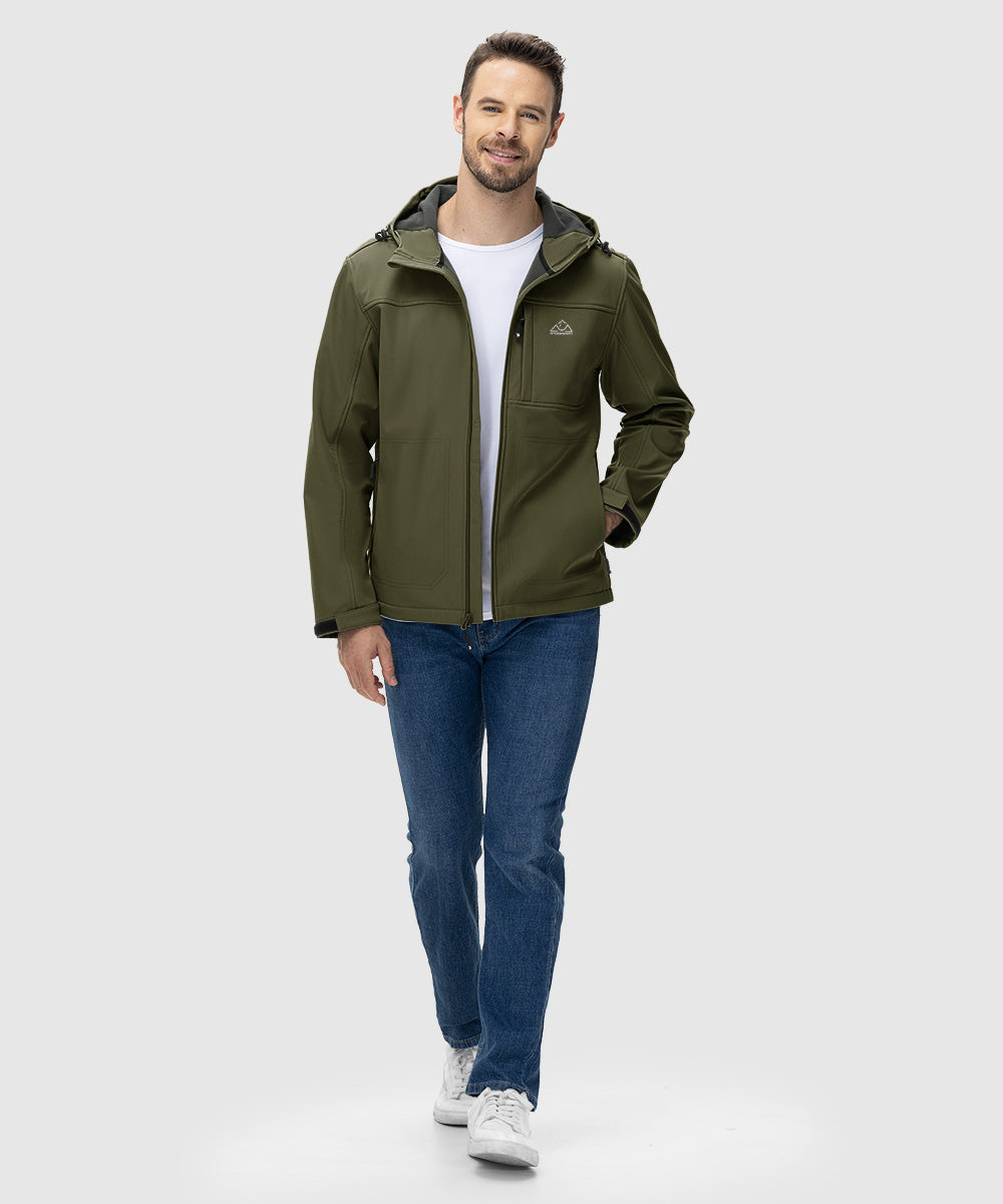 Men's Water - Resistant Softshell Fleece Lined Hooded Jacket - TBMPOY