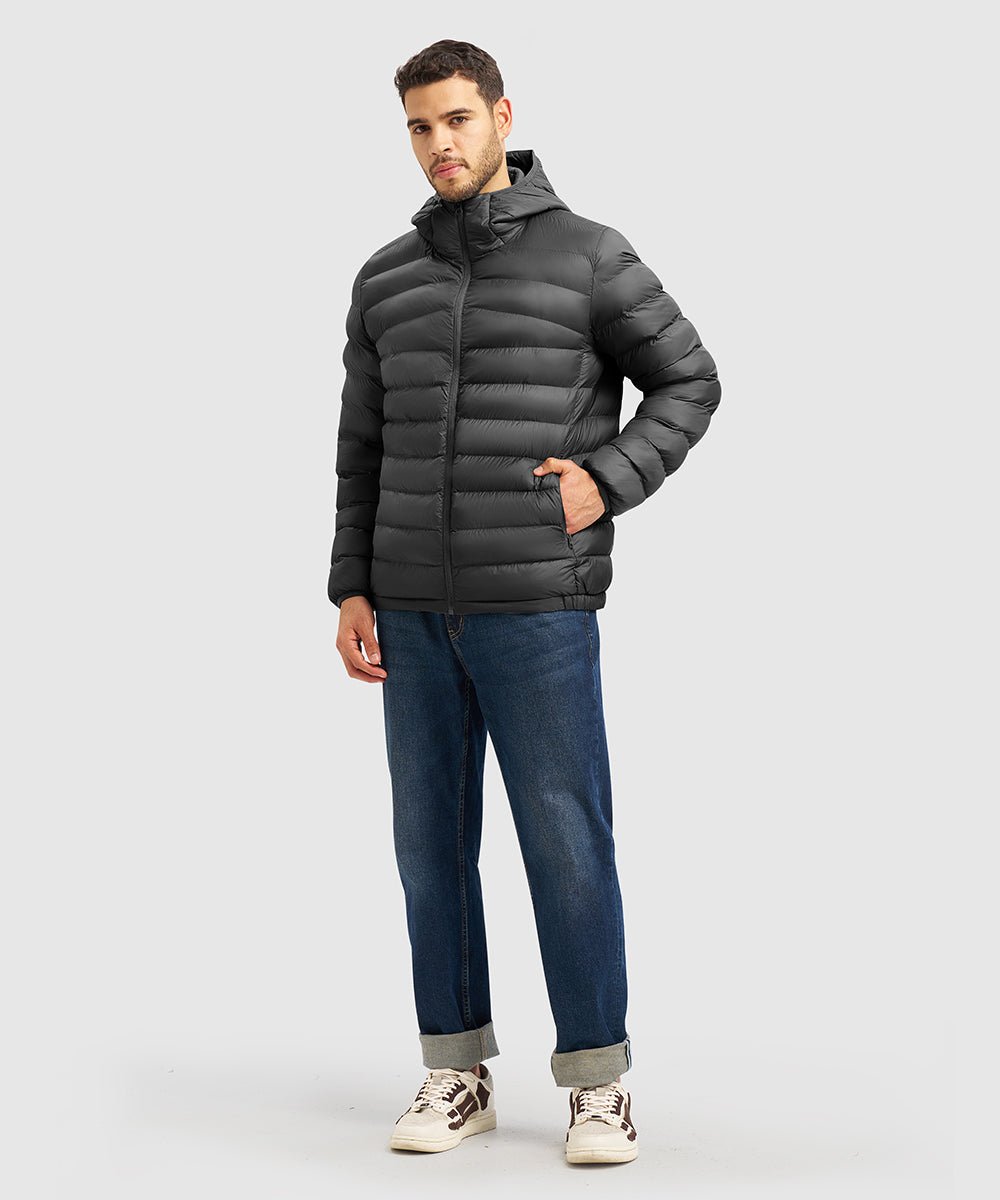 Men's Lightweight Puffer Hooded Jacket - TBMPOY