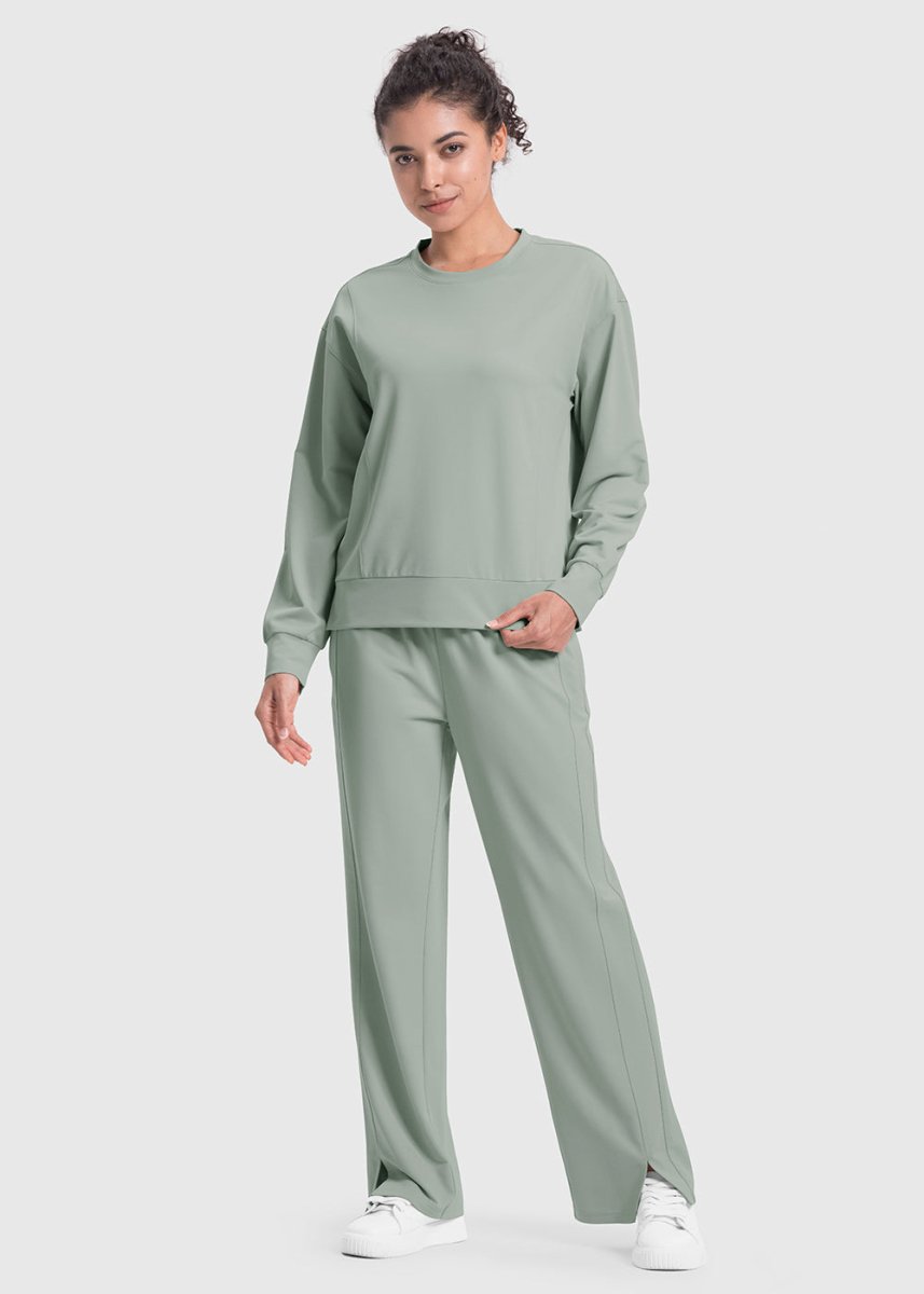 Women's Pullover and Wide Leg Pants Lounge Sets - TBMPOY