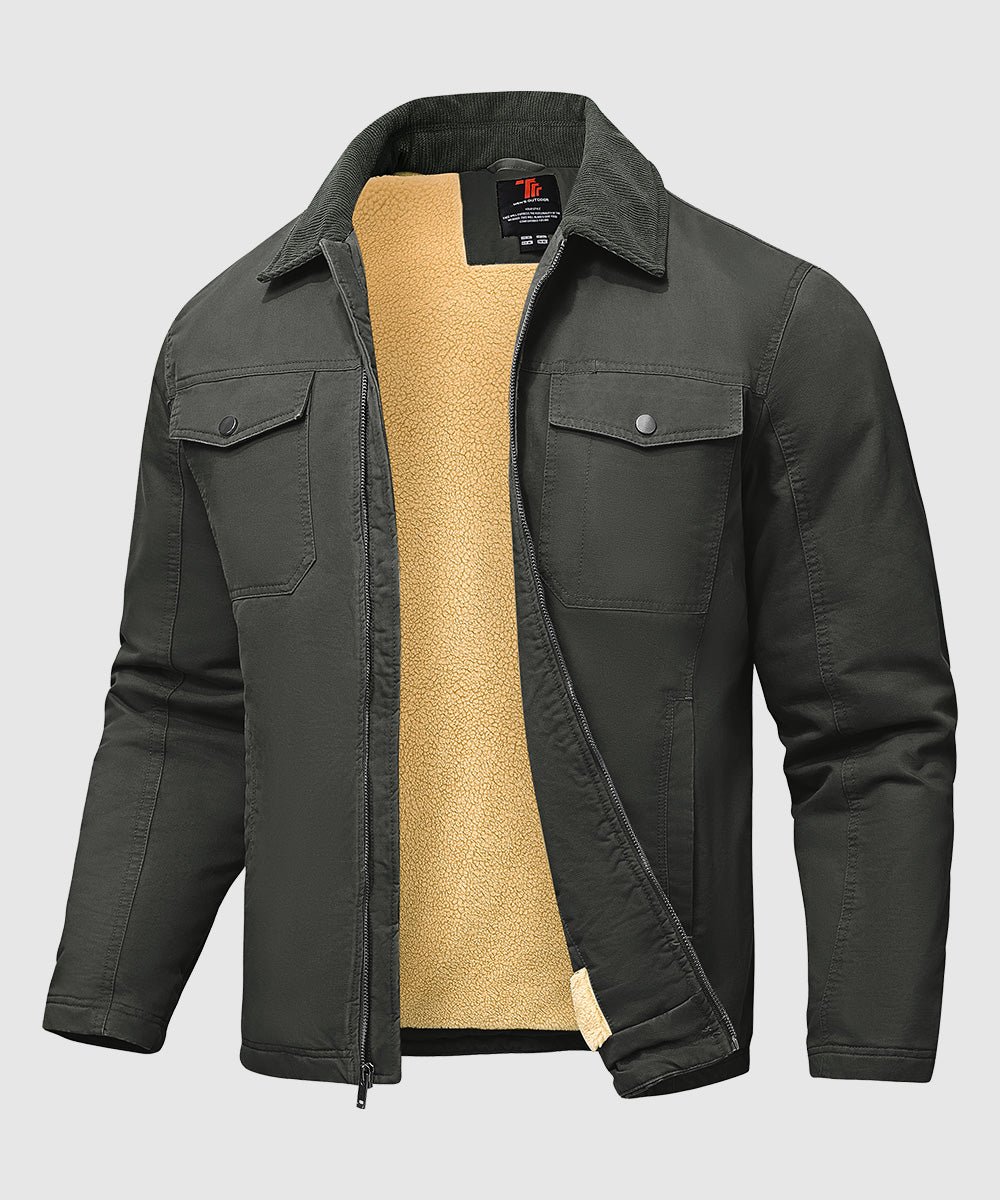 Men's Warm Corduroy Lapel Work Jacket - TBMPOY