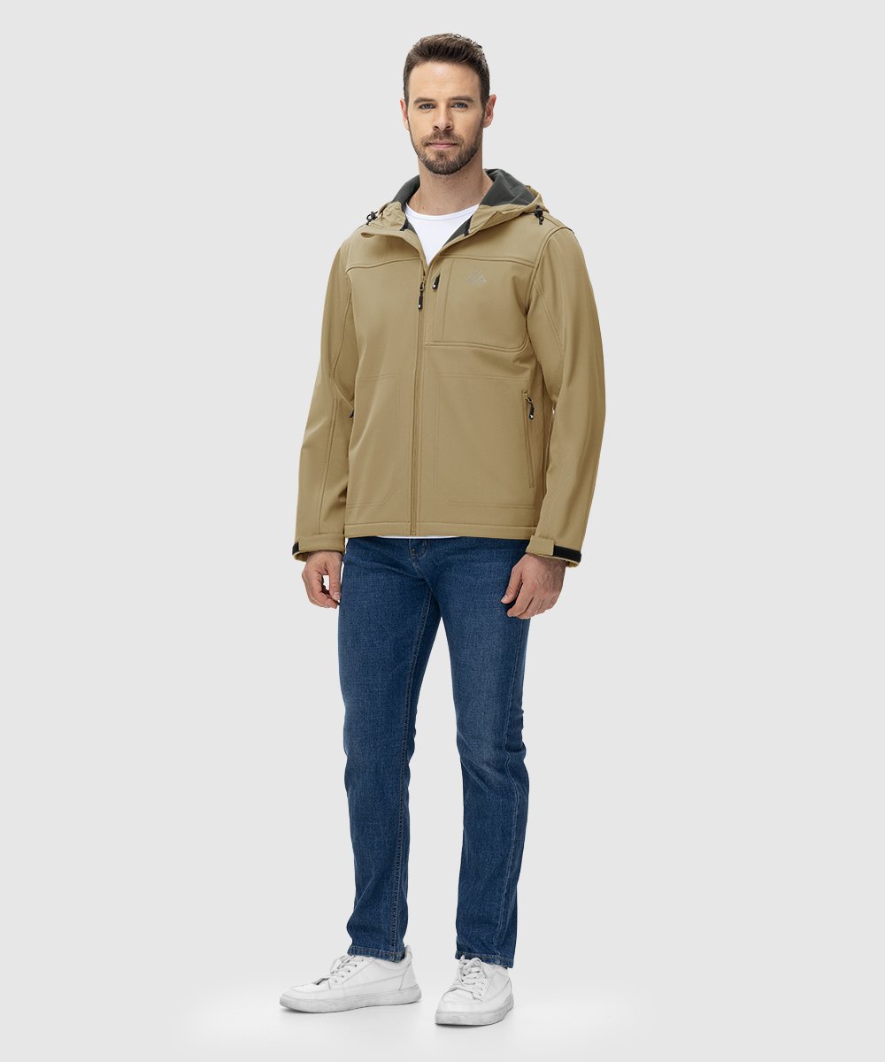 Men's Water - Resistant Softshell Fleece Lined Hooded Jacket - TBMPOY