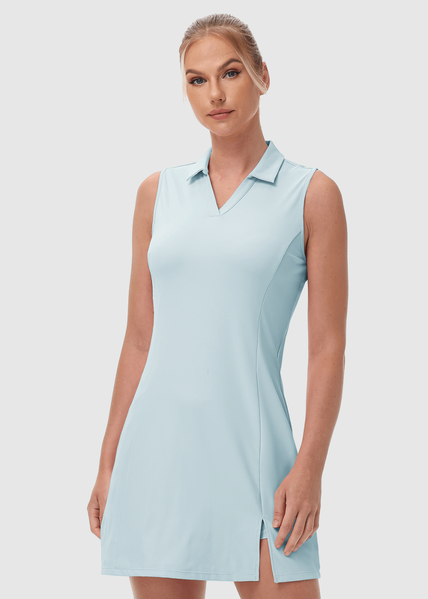 Women's Sleeveless Tennis Golf Polo Neck Dress - TBMPOY