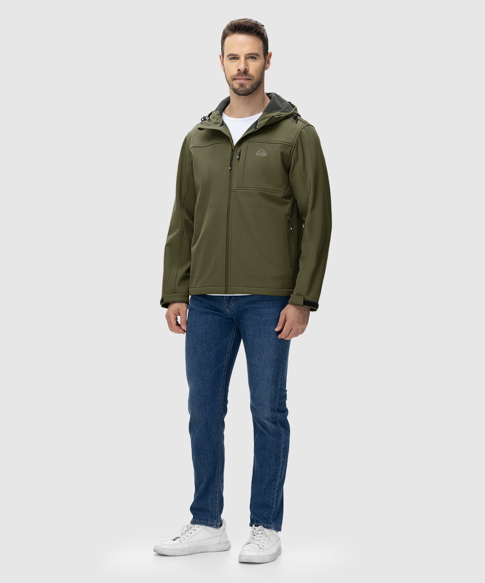 Men's Water - Resistant Softshell Fleece Lined Hooded Jacket - TBMPOY