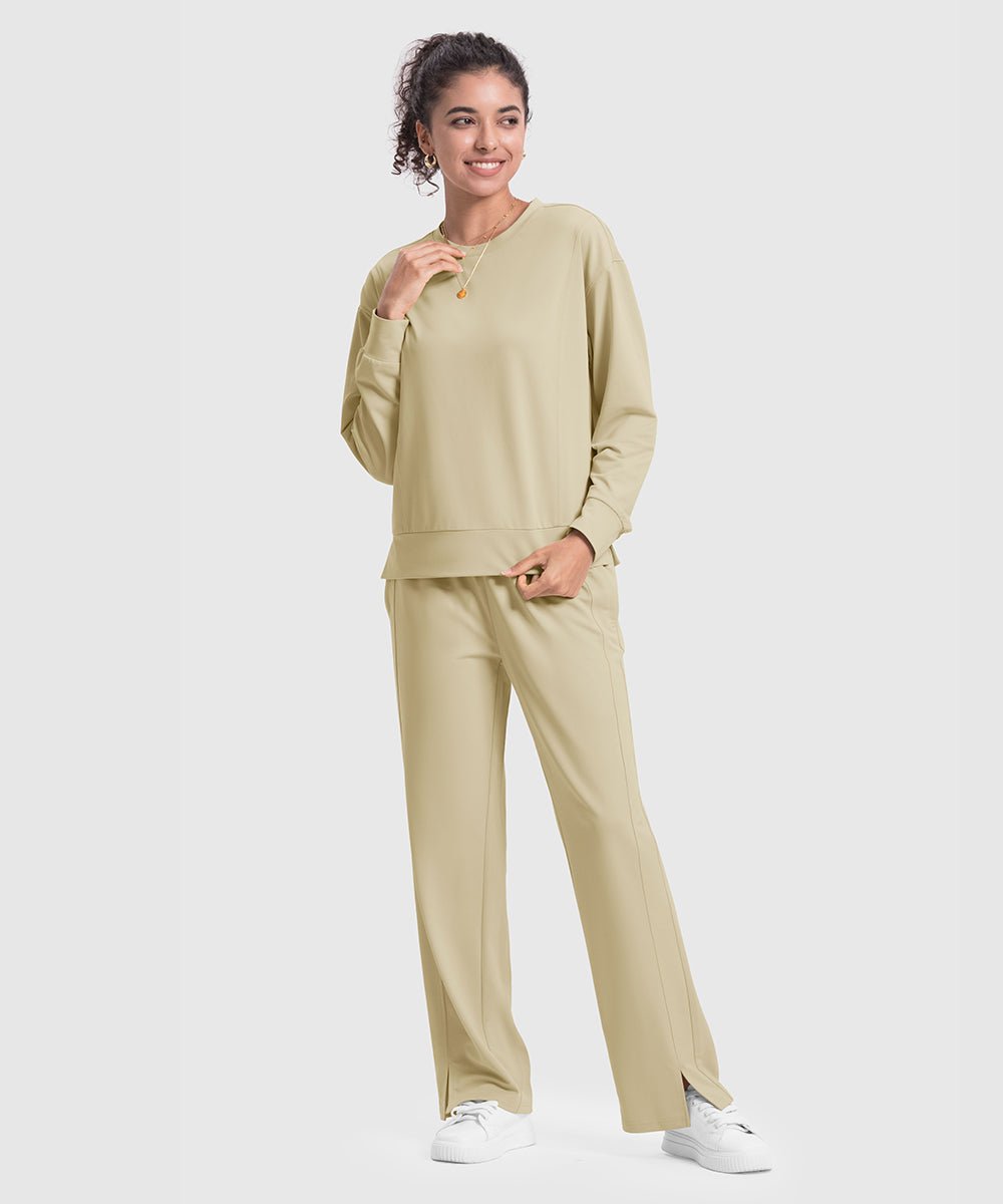 Women's Pullover and Wide Leg Pants Lounge Sets - TBMPOY