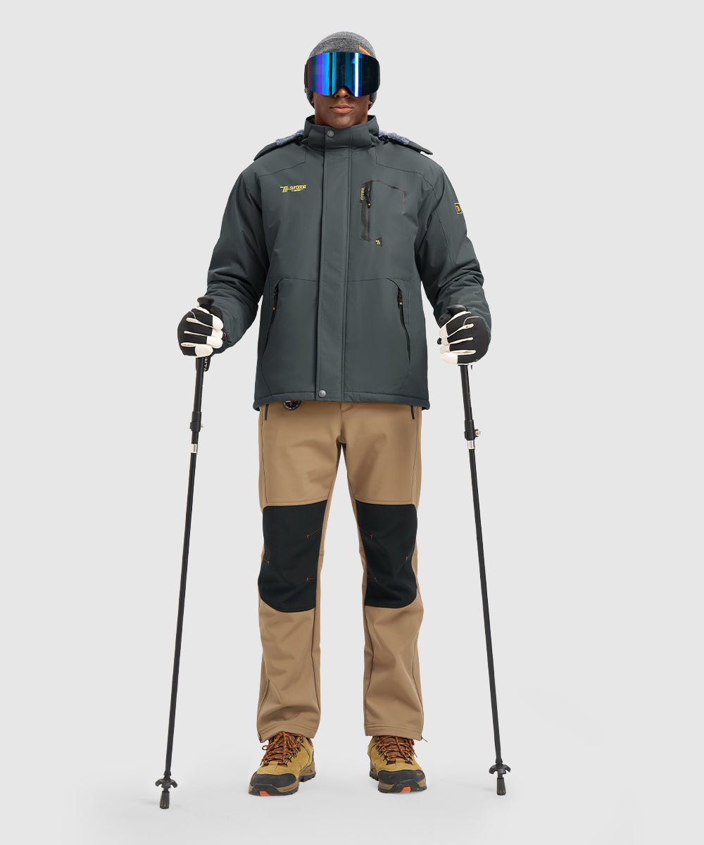 Men's Water Resistant Skiing Windbreaker Hooded Jacket - TBMPOY