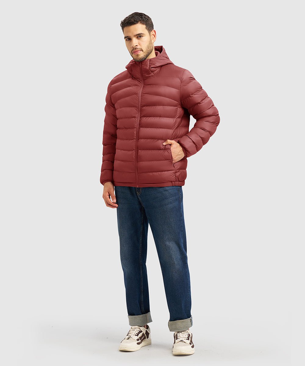 Men's Lightweight Puffer Hooded Jacket - TBMPOY