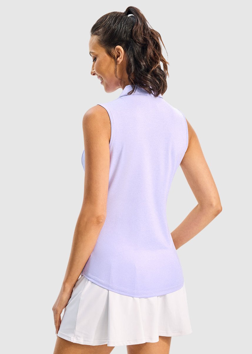 Women's Button Placket Sleeveless Polo Shirt - TBMPOY
