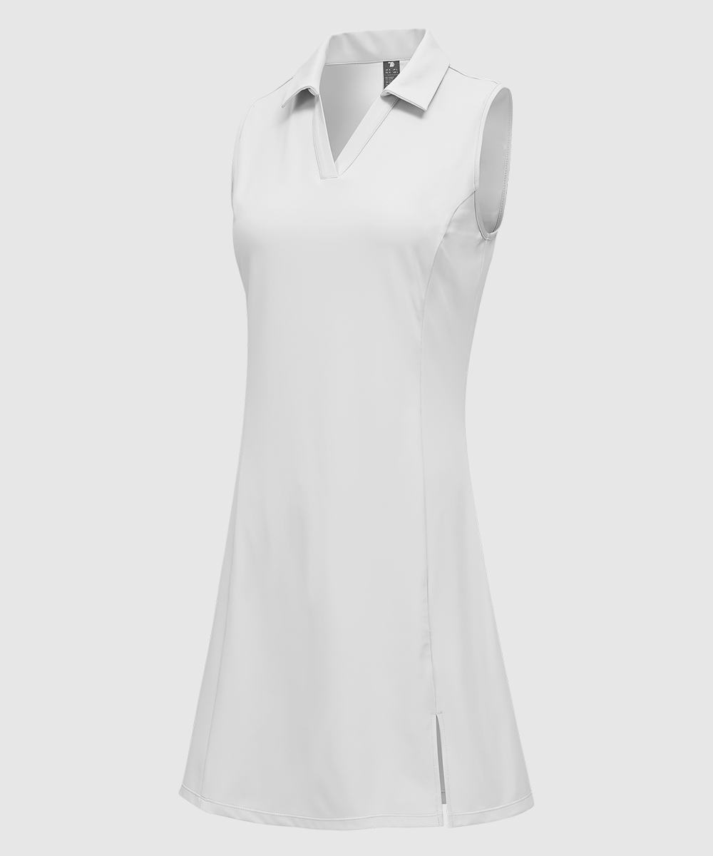Women's Sleeveless Tennis Golf Polo Neck Dress - TBMPOY