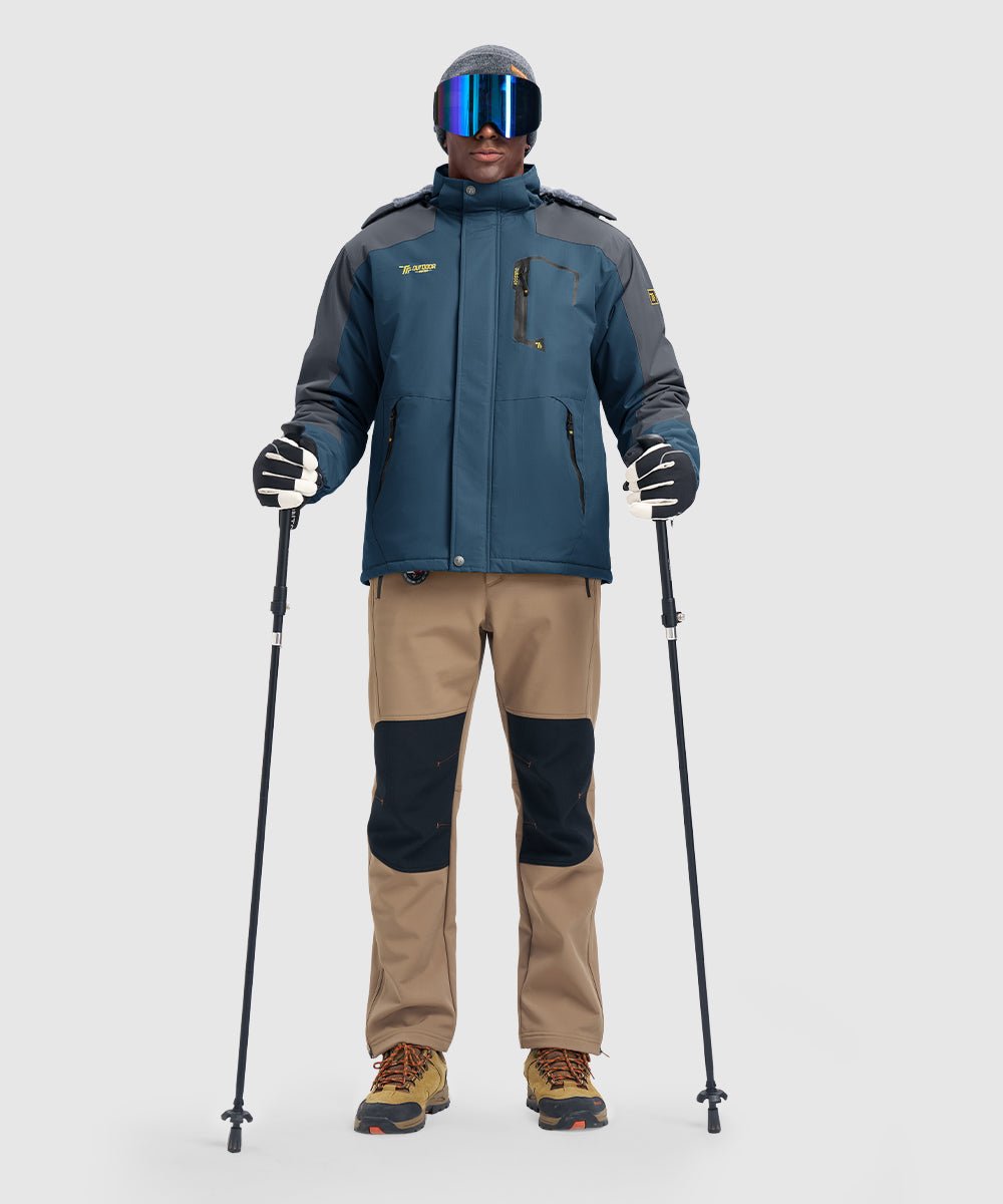 Men's Water Resistant Skiing Windbreaker Hooded Jacket - TBMPOY