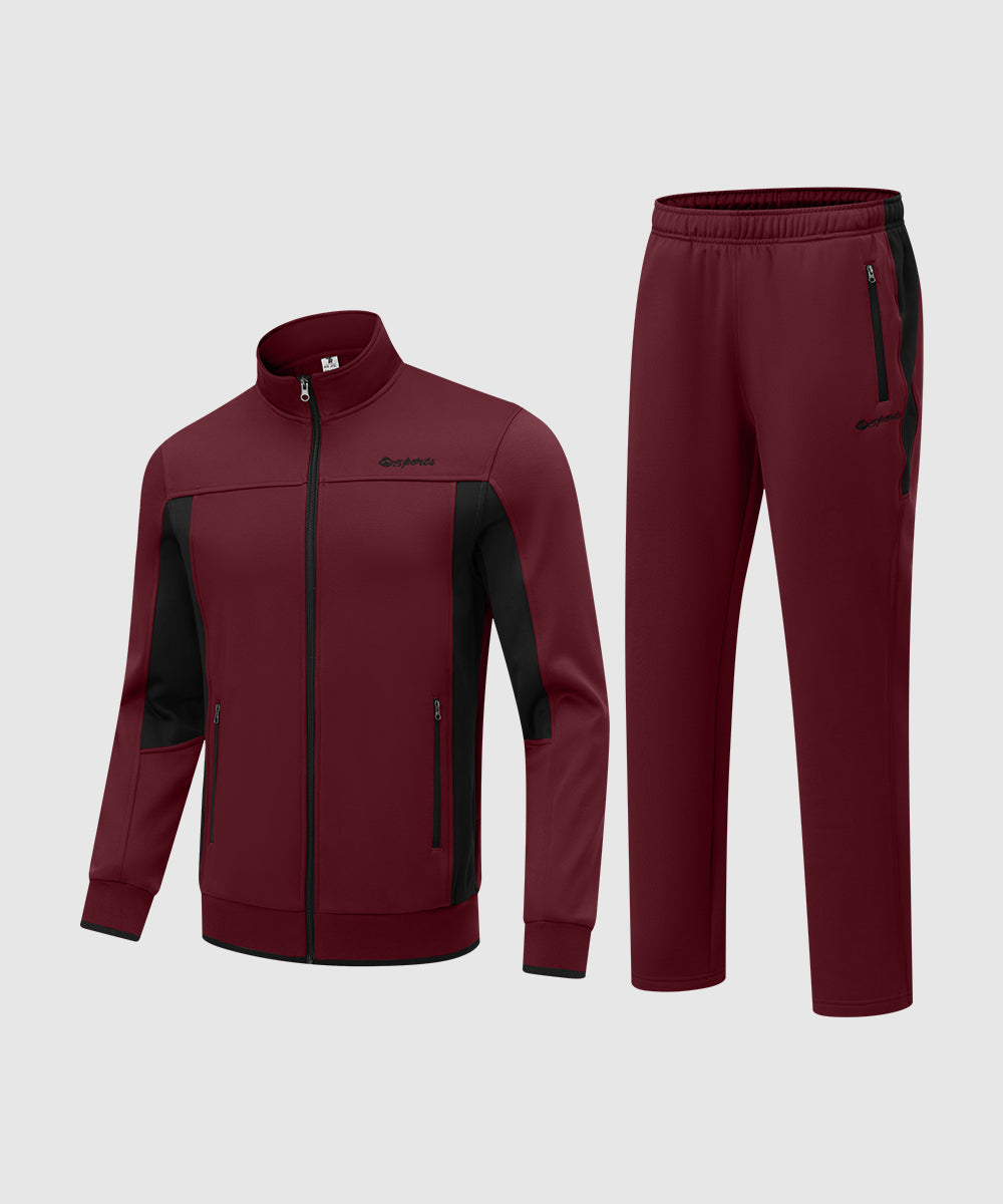 Men's Fleece Athletic Casual Full Zip Suit - TBMPOY