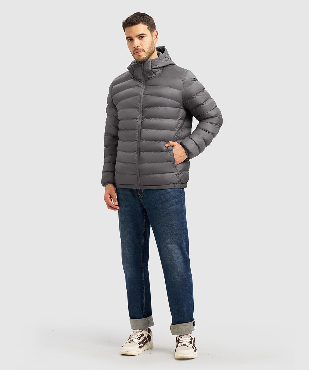 Men's Lightweight Puffer Hooded Jacket - TBMPOY