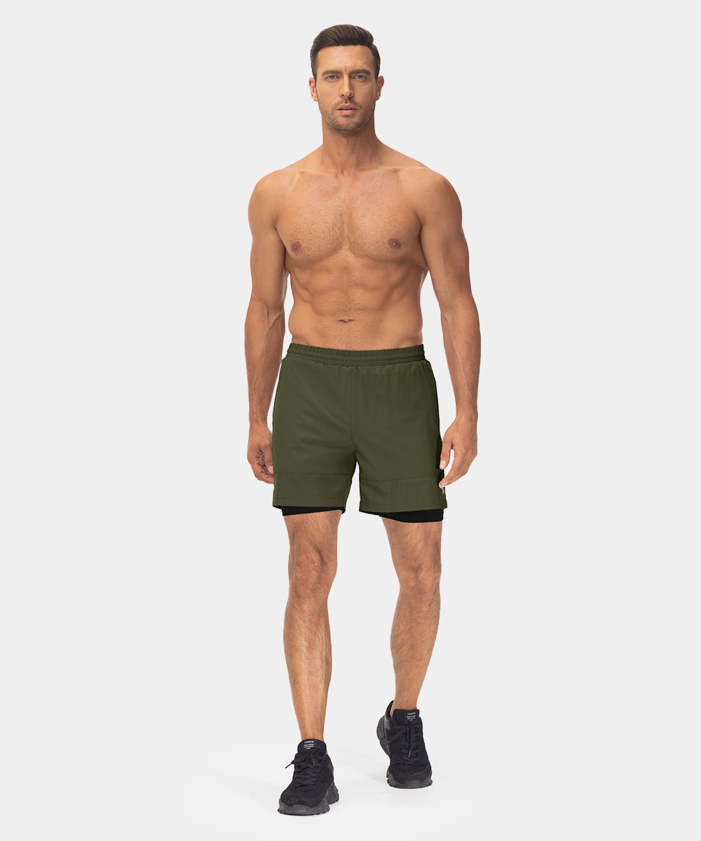 Men's 2 in 1 Athletic Running Gym Compression Shorts - TBMPOY