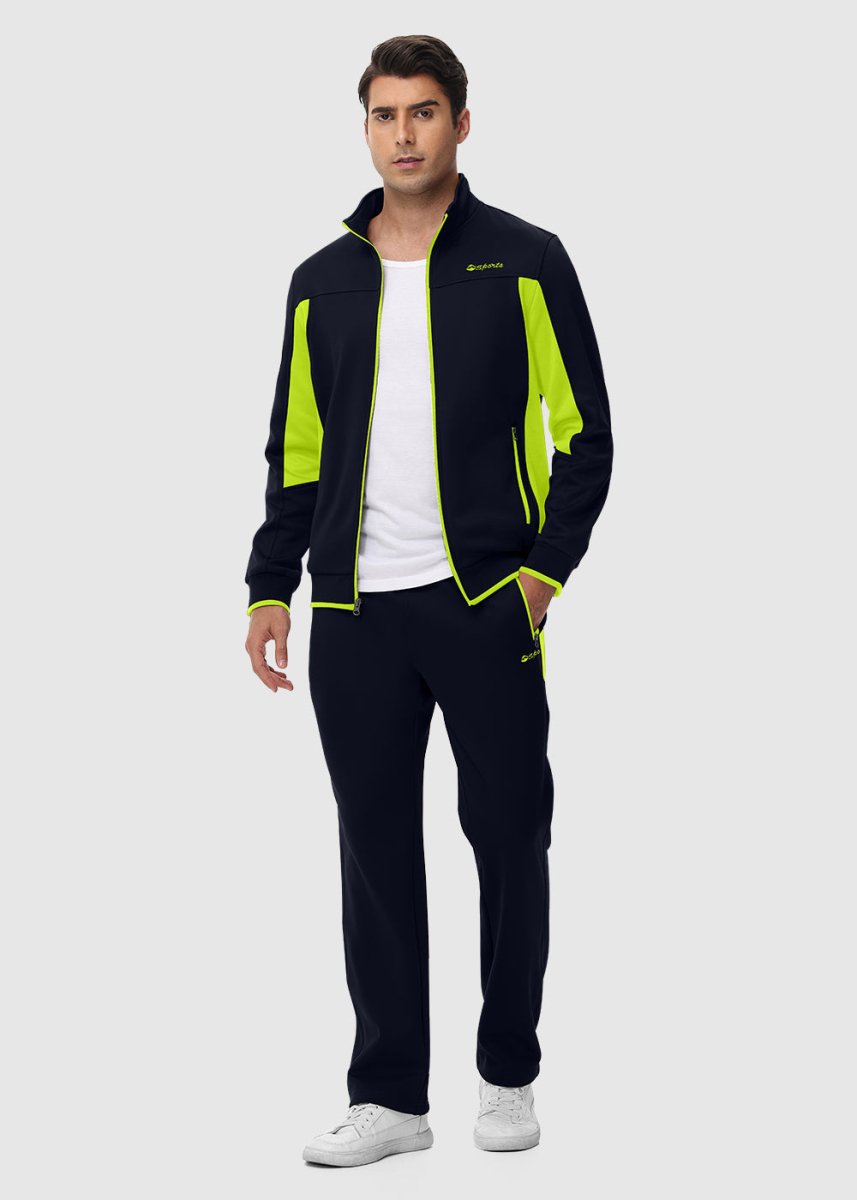 Men's Fleece Athletic Casual Full Zip Suit - TBMPOY