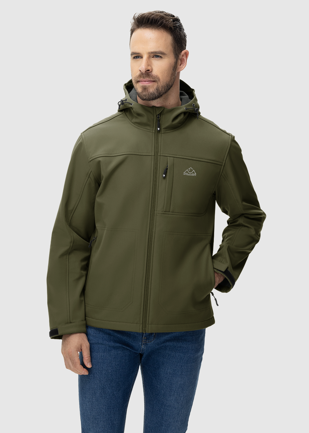 Men's Water - Resistant Softshell Fleece Lined Hooded Jacket - TBMPOY