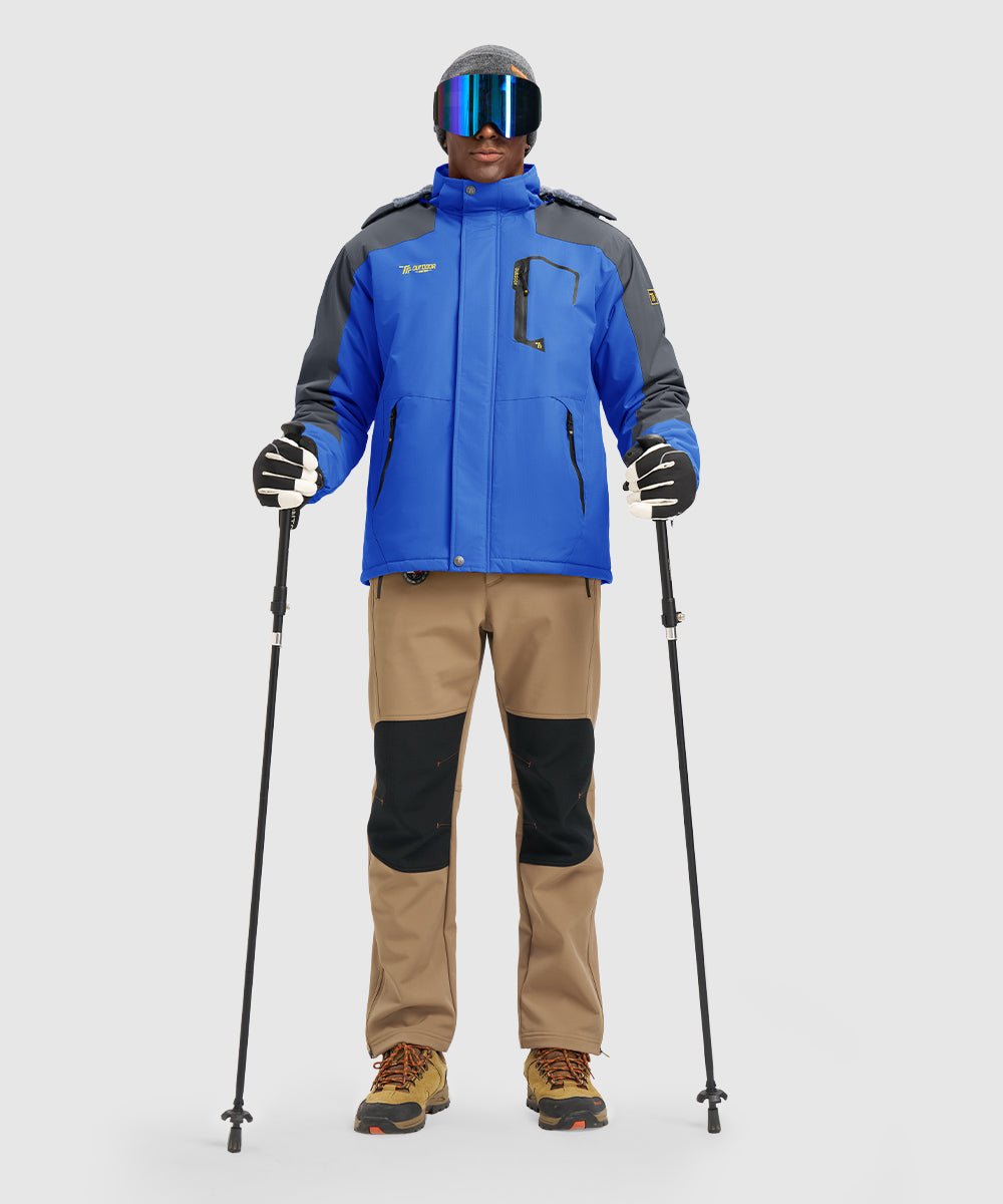 Men's Water Resistant Skiing Windbreaker Hooded Jacket - TBMPOY