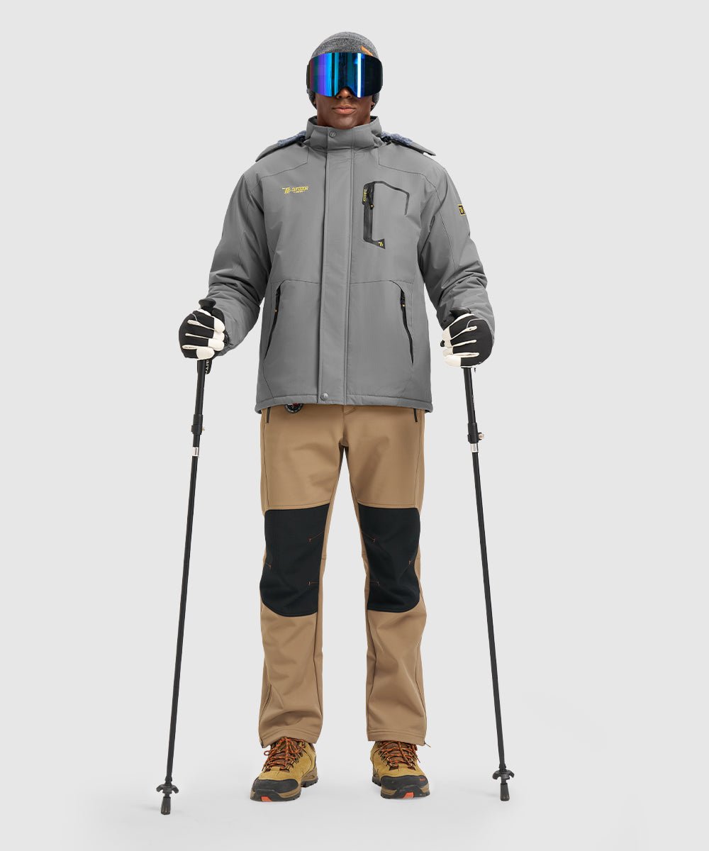 Men's Water Resistant Skiing Windbreaker Hooded Jacket - TBMPOY