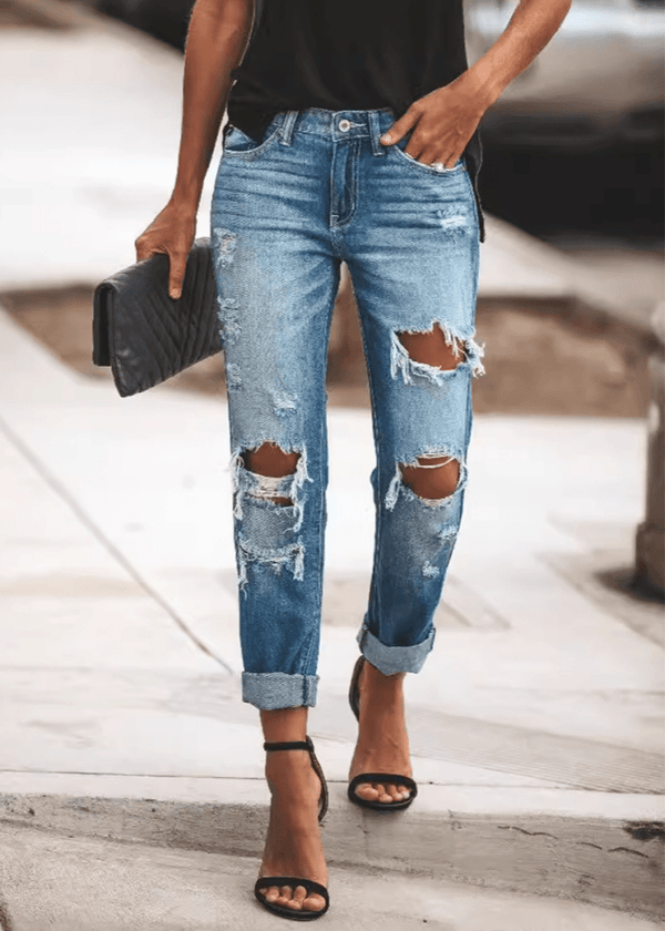 Women's Classic Vintage Wash High - Waisted Jeans - TBMPOY