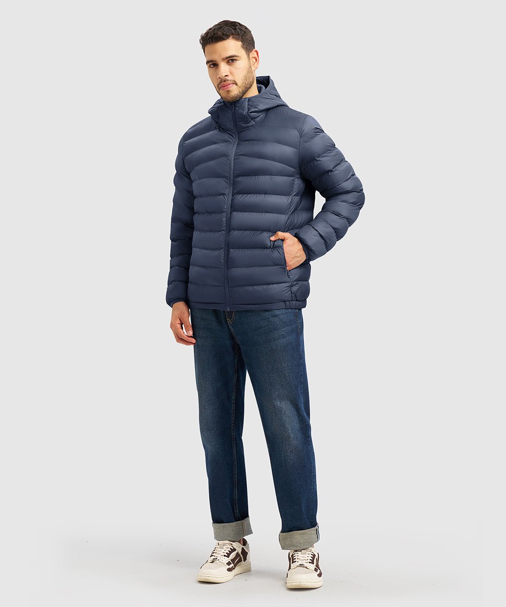 Men's Lightweight Puffer Hooded Jacket - TBMPOY