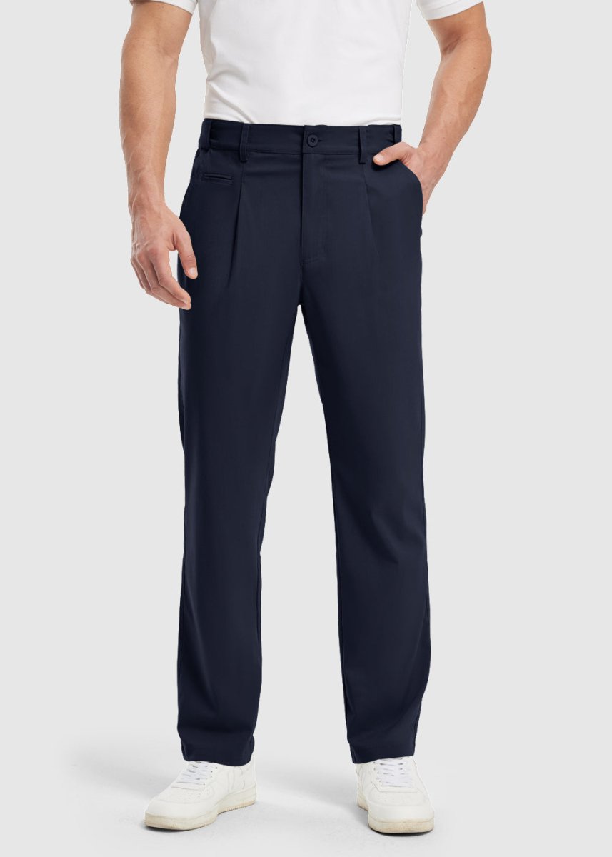 Mens Golf Classic Fit Flat Front Work Dress Pants - TBMPOY