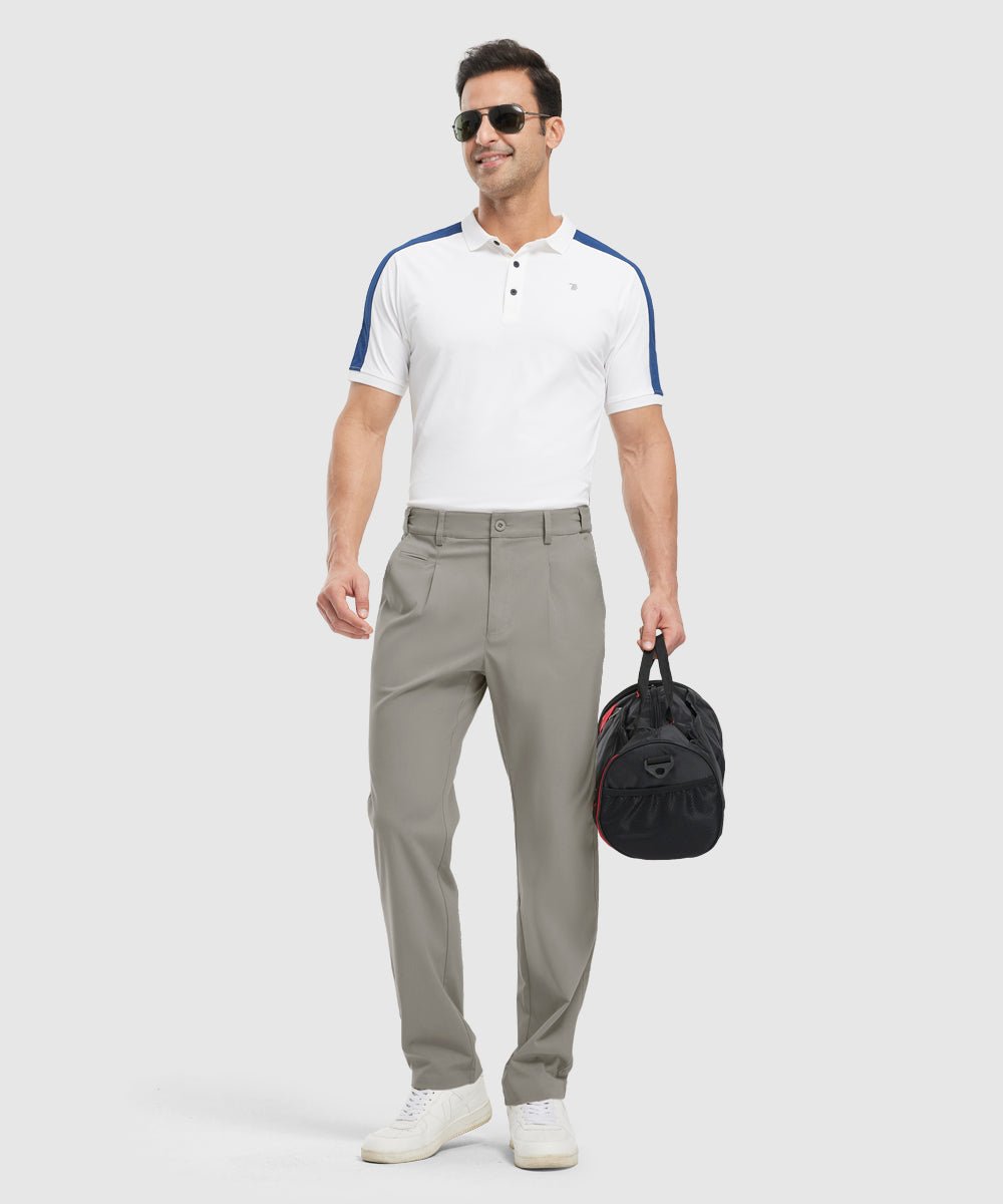 Mens Golf Classic Fit Flat Front Work Dress Pants - TBMPOY