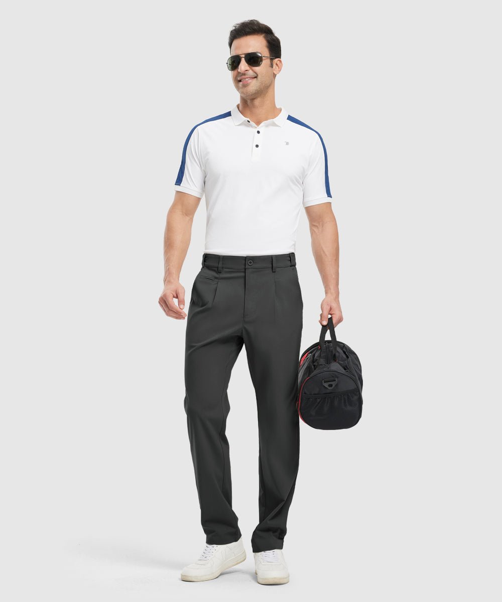 Mens Golf Classic Fit Flat Front Work Dress Pants - TBMPOY