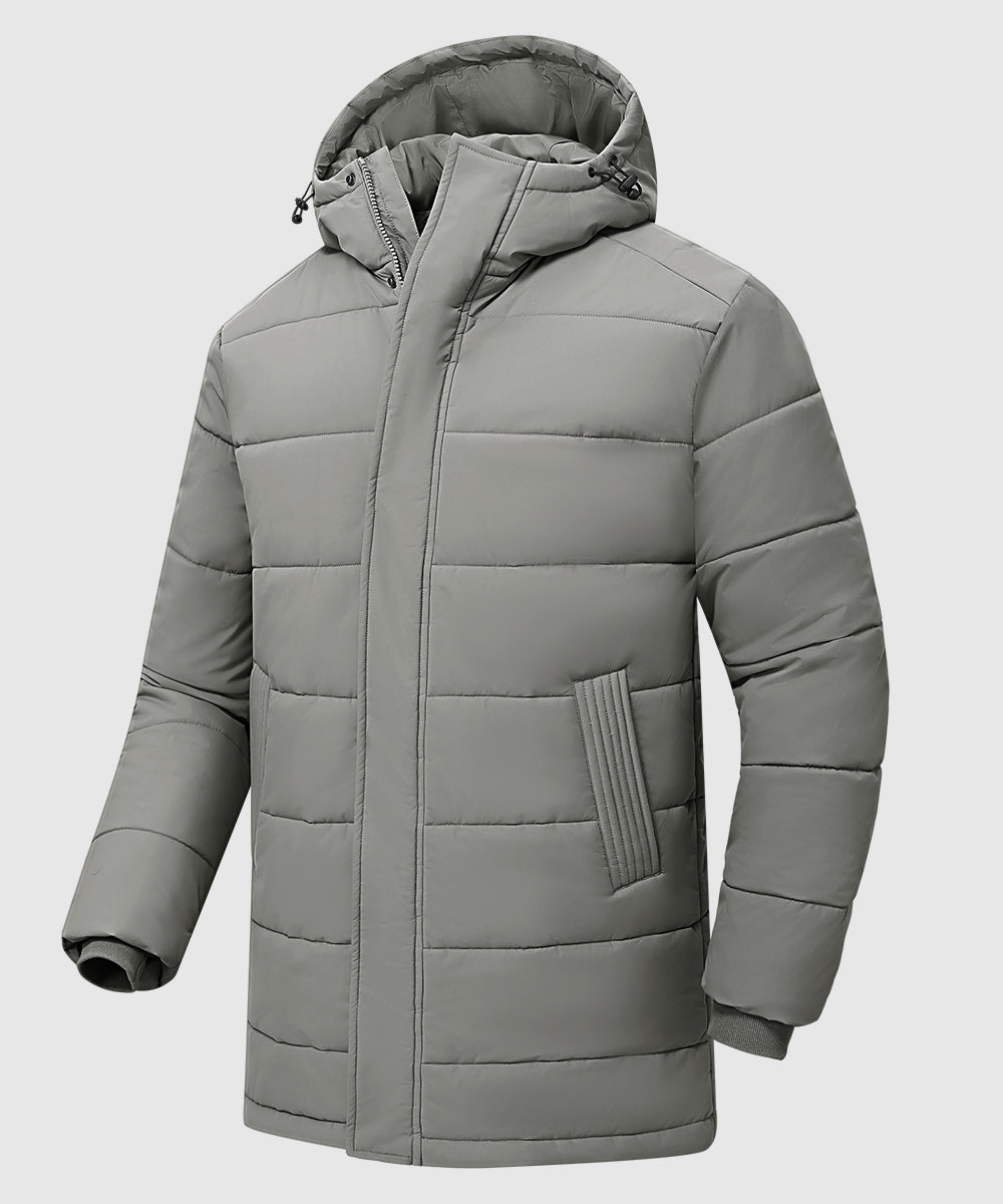 Men's Mid - length Hooded Puffer Jacket - TBMPOY