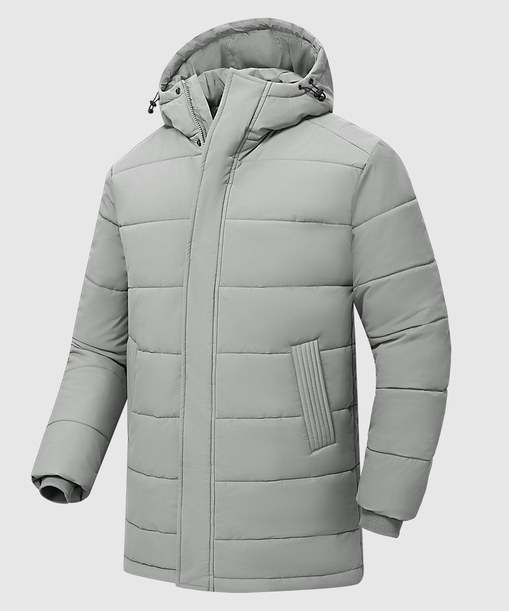 Men's Mid - length Hooded Puffer Jacket - TBMPOY