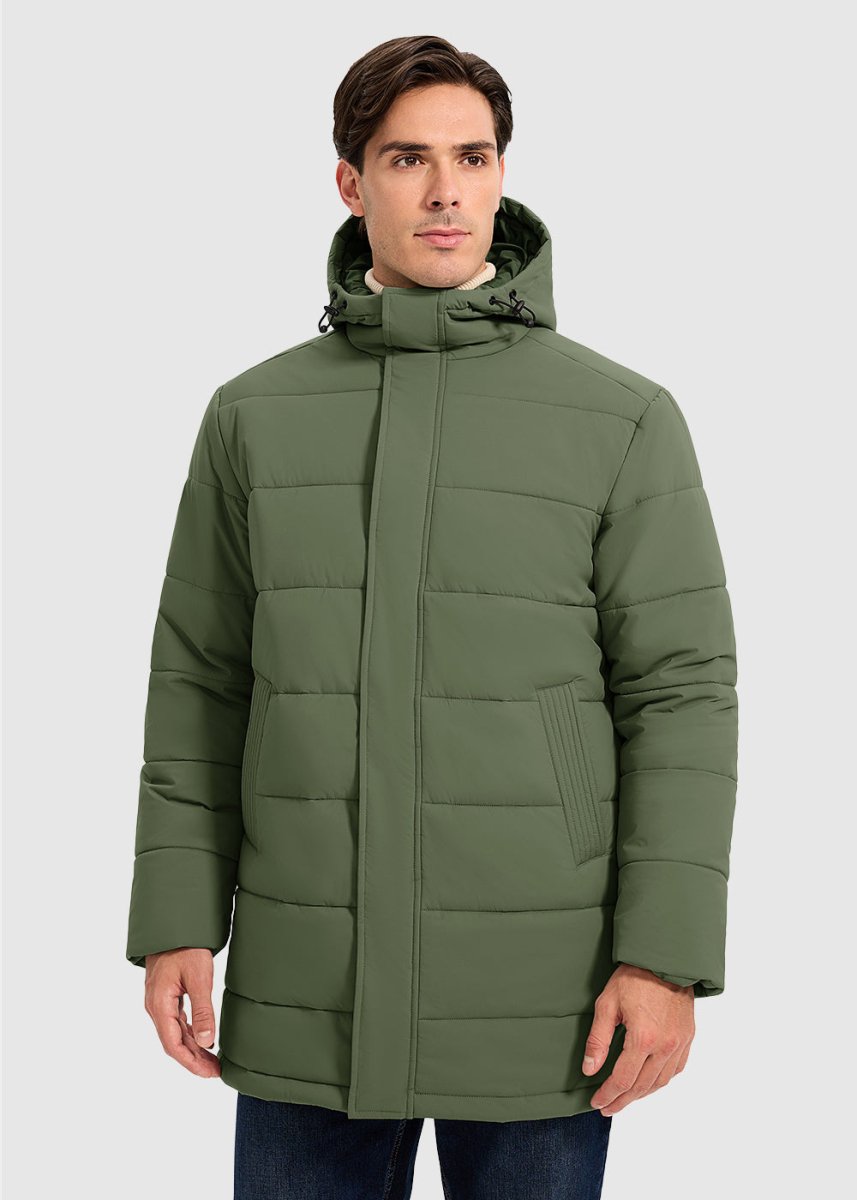 Men's Mid - length Hooded Puffer Jacket - TBMPOY